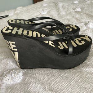 Juicy Couture black and white wedge sandals